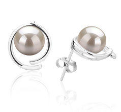 7-8mm De apa dulce Set de cercei in Raina Alb