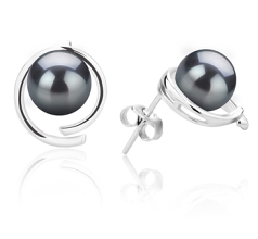 7-8mm De apa dulce Set de cercei in Raina Vopsit în negru