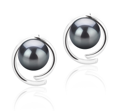 7-8mm De apa dulce Set de cercei in Raina Vopsit în negru