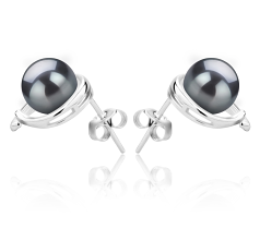 7-8mm De apa dulce Set de cercei in Raina Vopsit în negru