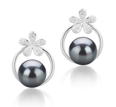 7-8mm De apa dulce Set de cercei in Molly Vopsit în negru