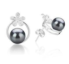 7-8mm De apa dulce Set de cercei in Molly Vopsit în negru
