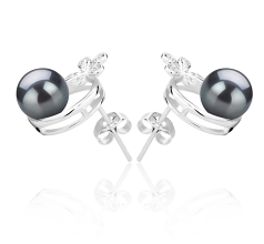 7-8mm De apa dulce Set de cercei in Molly Vopsit în negru