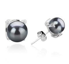 7-8mm De apa dulce Set de cercei in Britt Vopsit în negru