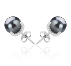 7-8mm De apa dulce Set de cercei in Britt Vopsit în negru