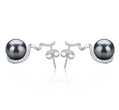 8-9mm De apa dulce Set de cercei in Lolita Vopsit în negru
