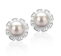 9-10mm De apa dulce Set de cercei in Leonie Alb