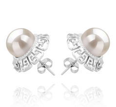 9-10mm De apa dulce Set de cercei in Leonie Alb