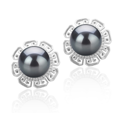 9-10mm tahitian Set de cercei in Leonie Negru