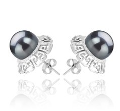 9-10mm tahitian Set de cercei in Leonie Negru