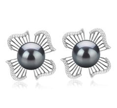 10-11mm tahitian Set de cercei in Abigail Negru