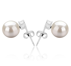 8-9mm De apa dulce Set de cercei in Eternitate Alb