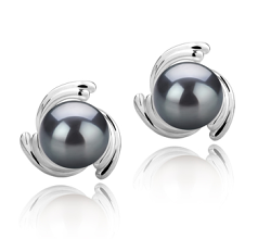 8-9mm tahitian Set de cercei in Eva Negru