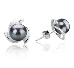 8-9mm tahitian Set de cercei in Eva Negru