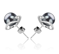 8-9mm tahitian Set de cercei in Eva Negru