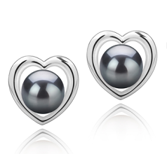 8-9mm tahitian Set de cercei in Kimberly-Heart Negru