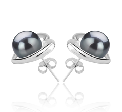 8-9mm tahitian Set de cercei in Kimberly-Heart Negru