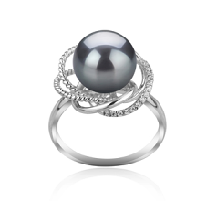 9-10mm tahitian Inel in Bobbie Negru