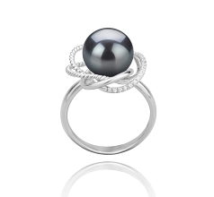 9-10mm tahitian Inel in Bobbie Negru