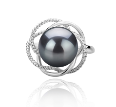 9-10mm tahitian Inel in Bobbie Negru