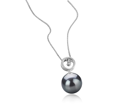 11-12mm tahitian Pandantiv in Aurora Negru