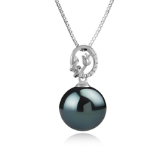 11-12mm tahitian Pandantiv in Trish Negru