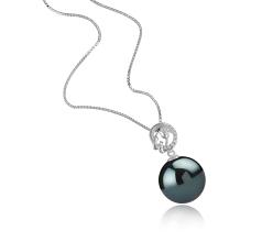 11-12mm tahitian Pandantiv in Trish Negru