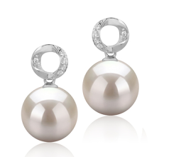 9-10mm De apa dulce Set de cercei in Shellry Alb