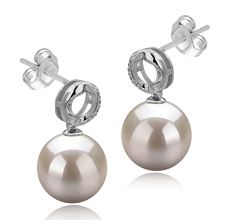 9-10mm De apa dulce Set de cercei in Shellry Alb