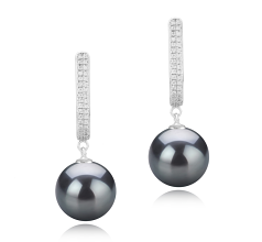 10-11mm tahitian Set de cercei in Ophelia Negru