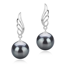 9-10mm tahitian Set de cercei in Wing Negru