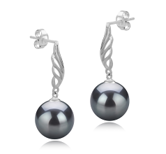 9-10mm tahitian Set de cercei in Wing Negru