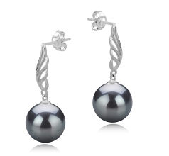 9-10mm tahitian Set de cercei in Wing Negru