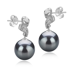 9-10mm tahitian Set de cercei in Blair Negru