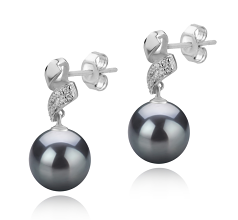 9-10mm tahitian Set de cercei in Blair Negru