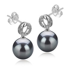 9-10mm tahitian Set de cercei in Scoic? Negru