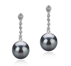 9-10mm tahitian Set de cercei in Ariel Negru