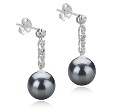 9-10mm tahitian Set de cercei in Ariel Negru