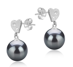 8-9mm De apa dulce Set de cercei in Taima Negru