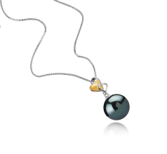 11-12mm tahitian Pandantiv in Fericire Negru