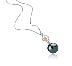 11-12mm tahitian Pandantiv in Caresse Negru