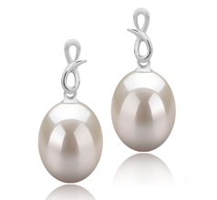 9-10mm De apa dulce Set de cercei in Lucille Alb