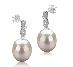 9-10mm De apa dulce Set de cercei in Lucille Alb