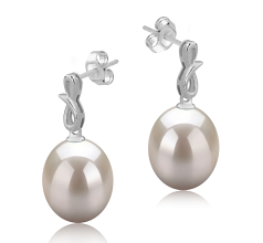 9-10mm De apa dulce Set de cercei in Lucille Alb