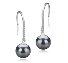 10-11mm tahitian Set de cercei in Carlig Janet Negru