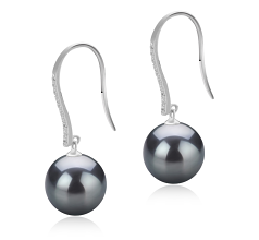 10-11mm tahitian Set de cercei in Carlig Janet Negru