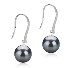 10-11mm tahitian Set de cercei in Carlig Janet Negru