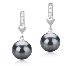 9-10mm tahitian Set de cercei in Eroa Negru