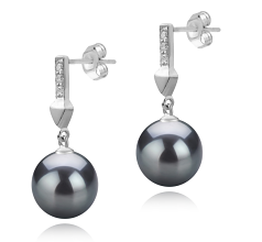 9-10mm tahitian Set de cercei in Eroa Negru
