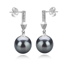 9-10mm tahitian Set de cercei in Eroa Negru